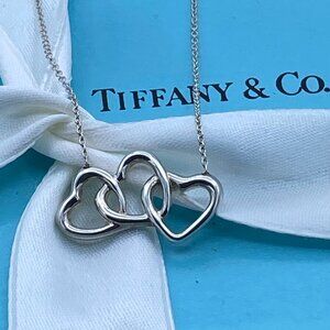 🎁 Authentic Tiffany & Co. Triple Open Heart Necklace – Sterling Silver 925.